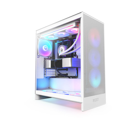 NZXT H7 Flow RGB 2024 Mid-Tower ATX Airflow Casing With 360 RGB Fan White